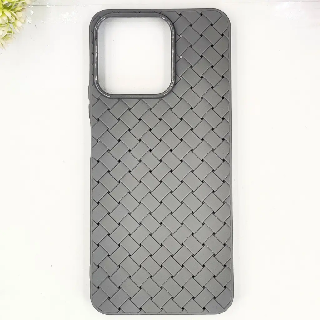 Huawei Honor X7C Woven With Leather Feel Soft Silicone Back Case (Gray)