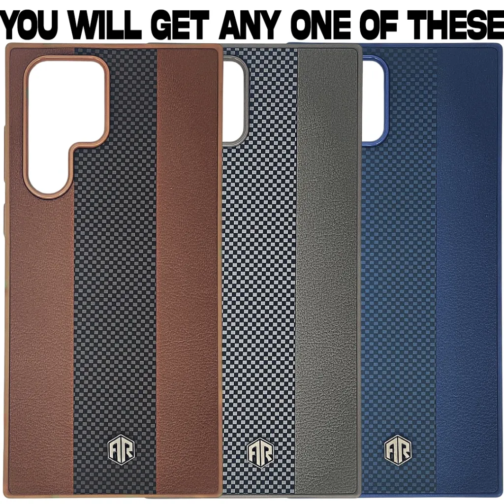 Samsung Galaxy S22 Ultra F1R Logo Dubble Tune Luxury Leather Feel Mobile Back Case