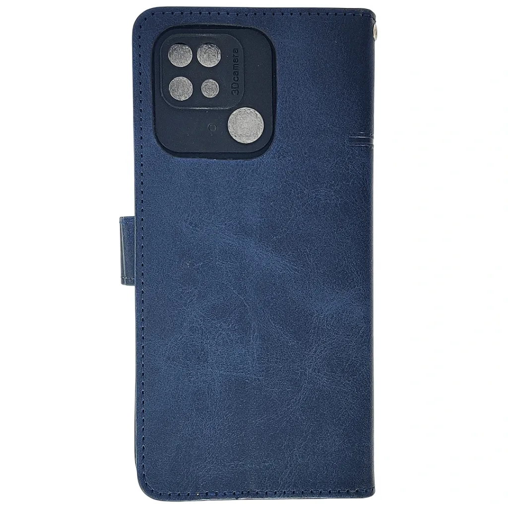 [PO42FBMI10C-4-17] Xiaomi Redmi 10C|Poco C40 NMT Premium Luxuary Leather Book Case (Navy Blue)