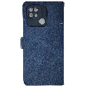 Xiaomi Redmi 10C|Poco C40 NMT Premium Luxuary Leather Book Case (Navy Blue)