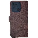 Xiaomi Redmi 10C|Poco C40 NMT Premium Luxuary Leather Book Case (Dark Brown)