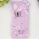 Samsung Galaxy A07 Soft Silicone Fancy Flowers And Butterfly design Mobile Back Case (Light Purple)