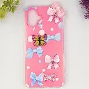 Samsung Galaxy A07 Soft Silicone Fancy Flowers And Butterfly design Mobile Back Case (Pink)