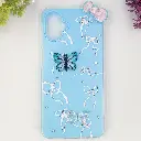 Samsung Galaxy A07 Soft Silicone Fancy Flowers And Butterfly design Mobile Back Case (Sky-Blue)