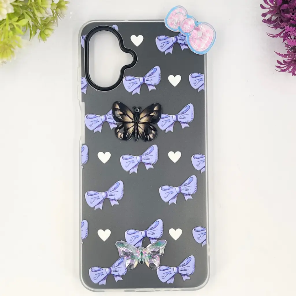 Samsung Galaxy A07 Soft Silicone Fancy Flowers And Butterfly design Mobile Back Case (Gray)