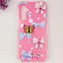 Samsung Galaxy A16 Soft Silicone Fancy Flowers And Butterfly design Mobile Back Case (Pink)