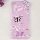 Samsung Galaxy A16 Soft Silicone Fancy Flowers And Butterfly design Mobile Back Case (Light Purple)