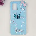 Vivo Y33s|Y33T|Y21T|Y21s Soft Silicone Fancy Flowers And Butterfly design Mobile Back Case (Sky-Blue)