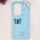 Vivo Y29 4G Soft Silicone Fancy Flowers And Butterfly design Mobile Back Case (Sky-Blue)