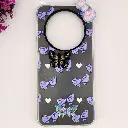 Oppo Reno 12F Soft Silicone Fancy Flowers And Butterfly design Mobile Back Case (Gray) 