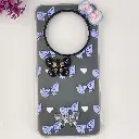 Xaiomi Redmi A3|A3X Soft Silicone Fancy Flowers And Butterfly design Mobile Back Case (Gray)