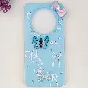 Xaiomi Redmi A3|A3X Soft Silicone Fancy Flowers And Butterfly design Mobile Back Case (Sky-Blue)