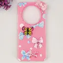 Xaiomi Redmi 14C|Poco C75 Soft Silicone Fancy Flowers And Butterfly design Mobile Back Case (Pink)