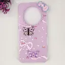 Xaiomi Redmi 14C|Poco C75 Soft Silicone Fancy Flowers And Butterfly design Mobile Back Case (Light Purple)