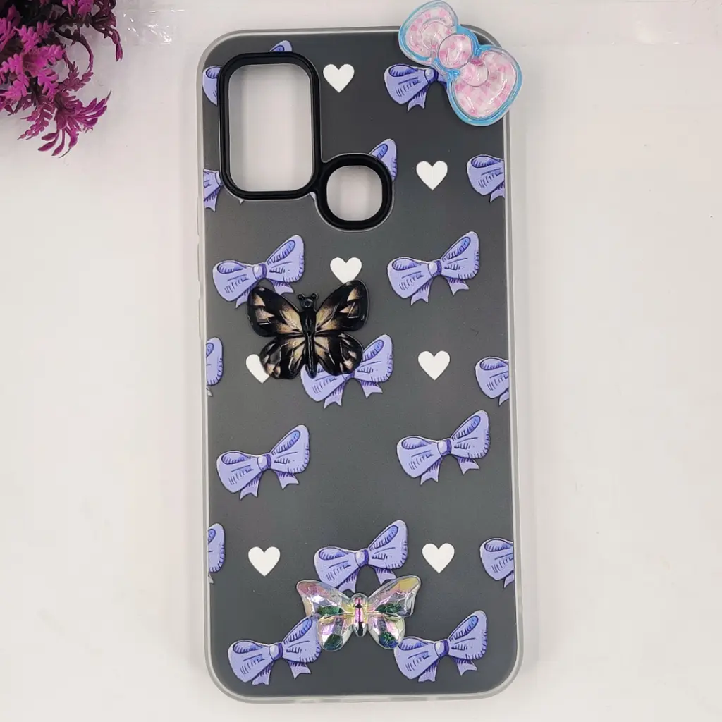 Infinix Hot 10 Play|Hot 11 Play Soft Silicone Fancy Flowers And Butterfly design Mobile Back Case Gray)