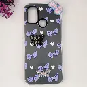 Infinix Hot 10 Play|Hot 11 Play Soft Silicone Fancy Flowers And Butterfly design Mobile Back Case Gray)