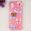 Infinix Hot 10 Play|Hot 11 Play Soft Silicone Fancy Flowers And Butterfly design Mobile Back Case (Pink)