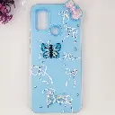 Infinix Hot 10 Play|Hot 11 Play Soft Silicone Fancy Flowers And Butterfly design Mobile Back Case (Sky-Blue)