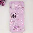 Infinix Hot 10 Play|Hot 11 Play Soft Silicone Fancy Flowers And Butterfly design Mobile Back Case (Light Purple)