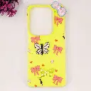 Infinix HOT 40|40 Pro|Spark 20 Pro Soft Silicone Fancy Flowers And Butterfly design Mobile Back Case (Yellow)