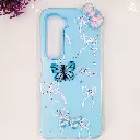 Infinix HOT 60 4G|Hot 60i 4G Soft Silicone Fancy Flowers And Butterfly design Mobile Back Case (Sky-Blue)