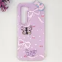 Infinix HOT 60 Pro 4G Soft Silicone Fancy Flowers And Butterfly design Mobile Back Case (Light Purple)