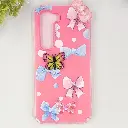 Infinix HOT 60 Pro 4G Soft Silicone Fancy Flowers And Butterfly design Mobile Back Case (Pink)