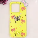 Infinix Hot 50i|Smart 9|Smart 9 4G Soft Silicone Fancy Flowers And Butterfly design Mobile Back Case (Yellow)