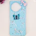 Tecno Spark 20 Pro Plus 4G Soft Silicone Fancy Flowers And Butterfly design Mobile Back Case (Sky-Blue)