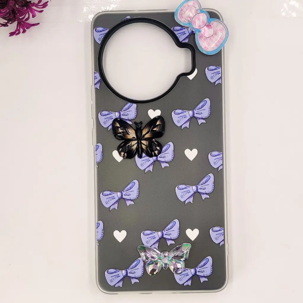 Tecno Spark 20 Pro Plus 4G Soft Silicone Fancy Flowers And Butterfly design Mobile Back Case (Gray)