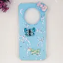 Tecno Spark 30C 4G Soft Silicone Fancy Flowers And Butterfly design Mobile Back Case (Sky-Blue)