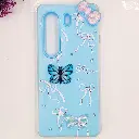 Tecno Camon 40 Pro 4G Soft Silicone Fancy Flowers And Butterfly design Mobile Back Case (Sky-Blue) 