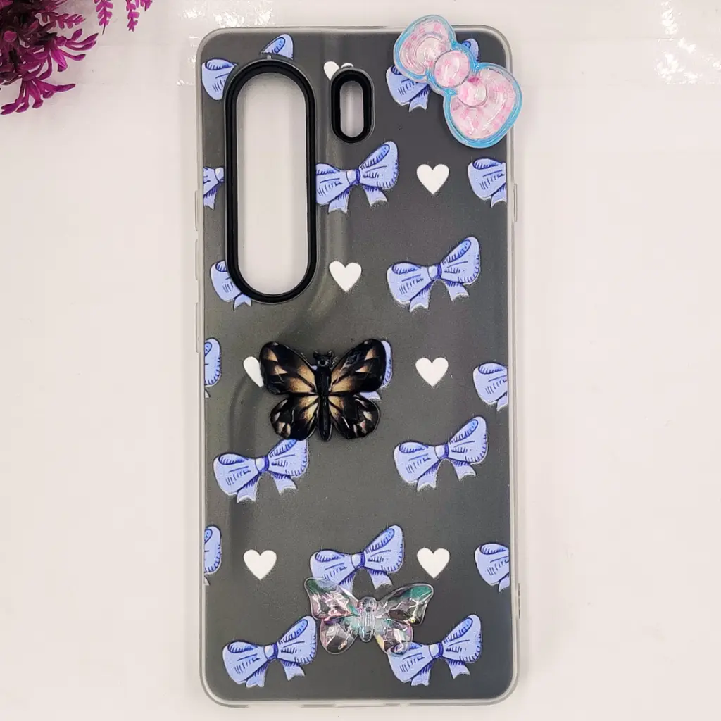 Tecno Camon 40 Pro 4G Soft Silicone Fancy Flowers And Butterfly design Mobile Back Case (Gray)
