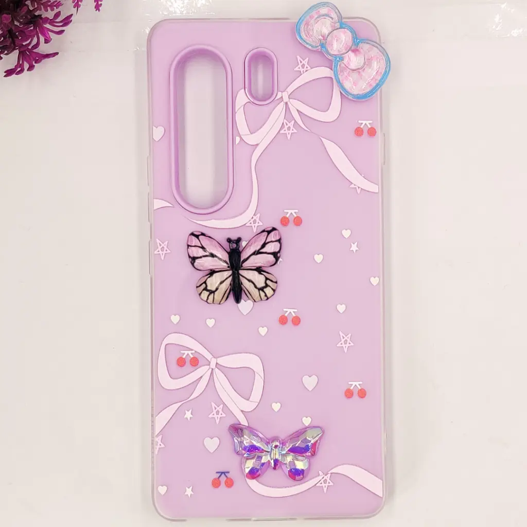 [PO34BTCMN40PR-3-29] Tecno Camon 40 Pro 4G Soft Silicone Fancy Flowers And Butterfly design Mobile Back Case (Light Purple)