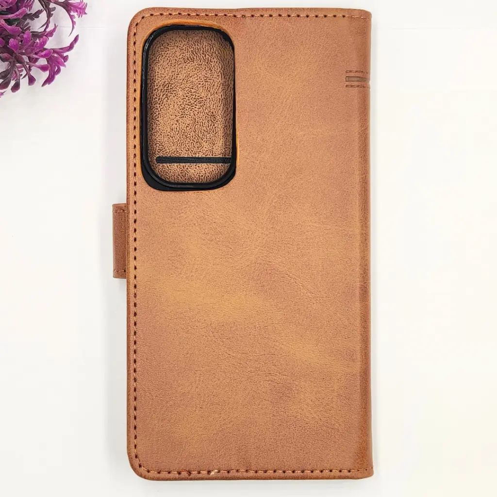 [PO42FBSS25-4-5] Samsung Galaxy S25 NMT Premium Luxuary Leather Book Case (Golden)