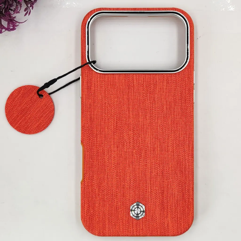 iPhone 17 Pro Max Classic Official High Quality Leather Texture Magsafe Wireless 3D Creative Back Case (Cosmic Orange)