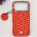 iPhone 17 Pro Max Classic Official High Quality Leather Texture Magsafe Wireless 3D Creative Back Case (Cosmic Orange)