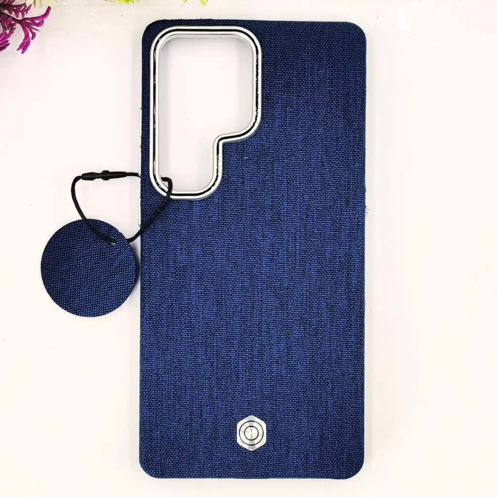 Samsung Galaxy S25 Ultra Classic Official High Quality Leather Texture Magsafe Wireless 3D Creative Back Case (Navy Blue)