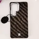 Samsung Galaxy S25 Ultra Classic Official High Quality Leather Texture Magsafe Wireless 3D Creative Back Case (Dark Brown)