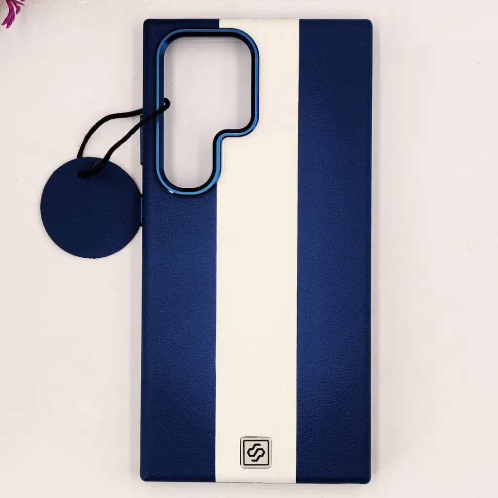 Samsung S24 Ultra 3D Youngkit Dubble Colour Leather Rase Design Back Case (Navy Blue)