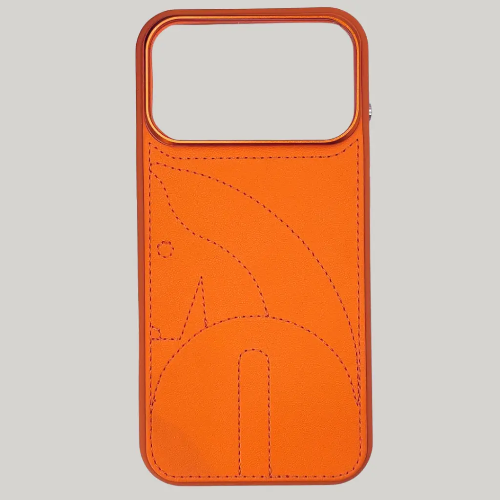 iPhone 17 Pro Max Soft Silicone With Skin Feel Leather Texture Mobile Back Case (Cosmic Orange)
