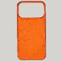 iPhone 17 Pro Max Soft Silicone With Skin Feel Leather Texture Mobile Back Case (Cosmic Orange)