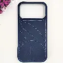 iPhone 17 Pro Max Soft Silicone With Skin Feel Leather Texture Mobile Back Case (Navy Blue)