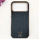 iPhone 17 Pro Max Light Sand 3D Creative Louis Vuitton Logo With Chrome Finishing Back Case (Black)