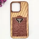 iPhone 16 Pro Max 3D PRADA Logo With Card Holder Back Case (Desert Titanium)