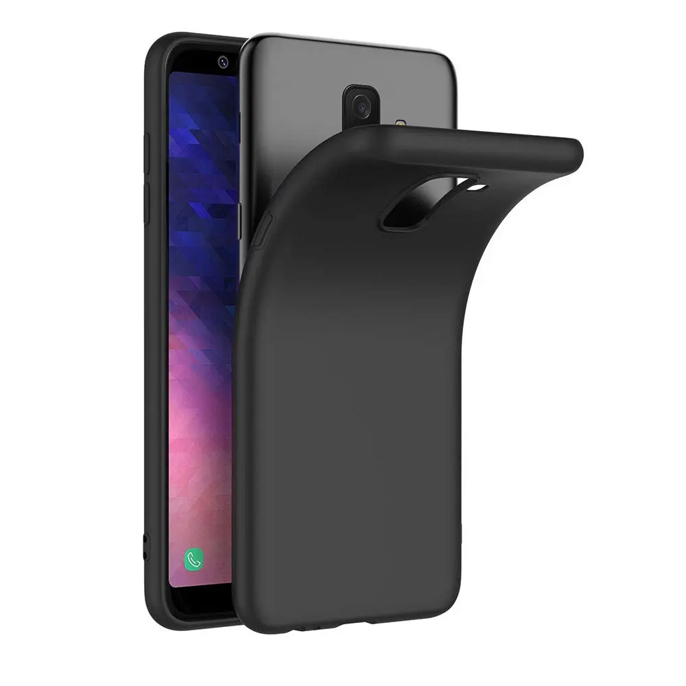 [PO4BSA8PL-4-2] Samsung A8 Plus 2018 Matte Soft Silicone Paper Back Case (Black)