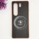 Tecno Camon 40 Pro 4G 3D Polo Leather Carbon Fiber Texture With Magsafe Wireless Charging Compatible Back Case (Brown)