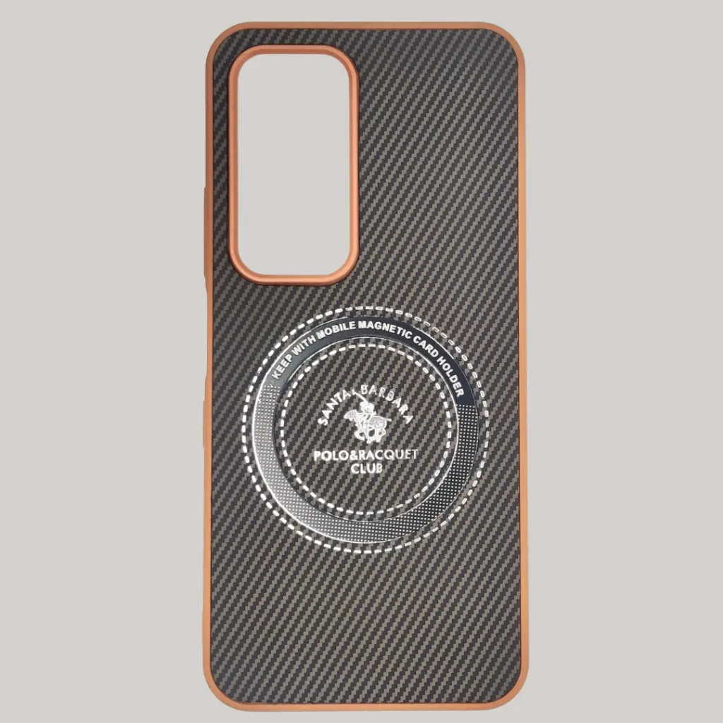 Infinix Hot 60 4G|Hot 60i 4G 3D Polo Leather Carbon Fiber Texture With Magsafe Wireless Charging Compatible Back Case (Brown)