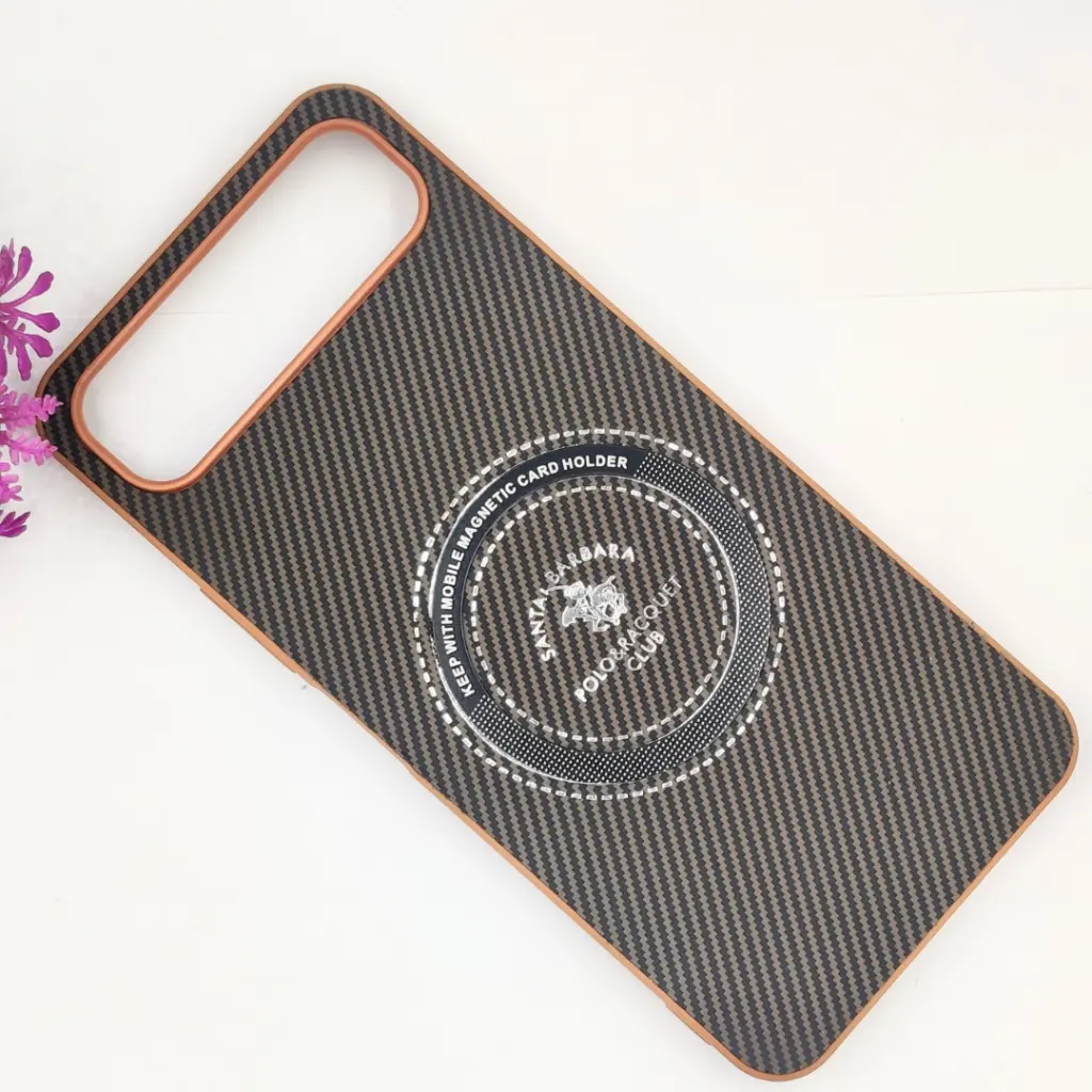 Infinix Smart 10 Plus 4G 3D Polo Leather Carbon Fiber Texture With Magsafe Wireless Charging Compatible Back Case (Brown)