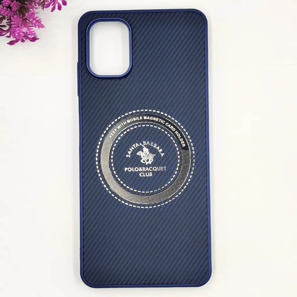 [PO4BSA06-19-17] Samsung Galaxy A06 4G|5G|F06 3D Polo Leather Carbon Fiber Texture With Magsafe Wireless Charging Compatible Back Case (Navy Blue)